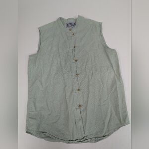 Bonjour Mint Green Linen Blend Sleeveless Button Up Tunic Shirt Large [116]